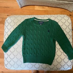 Ralph Lauren Green Cable Knit Sweater 2T NWOT